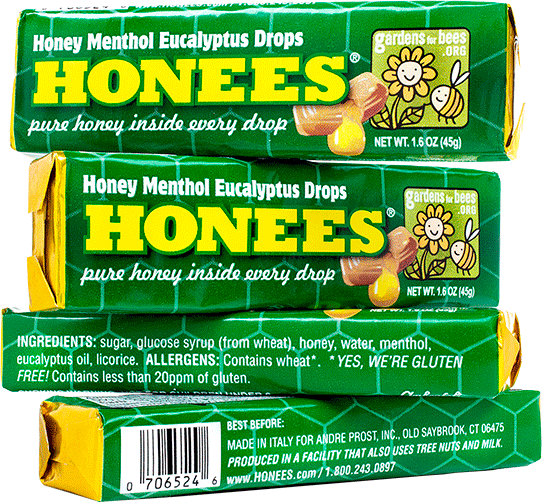 Honey Filled Natural Throat Drops with Menthol and Eucalyptus Bar