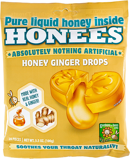 Honees Throat Drops Honey Ginger Bag