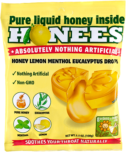 Honees Throat Drops Honey Lemon Eucalyptus Bag