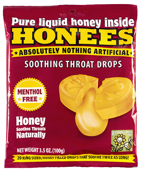 Honey Filled Natural Throat Drops, Menthol Free Bag