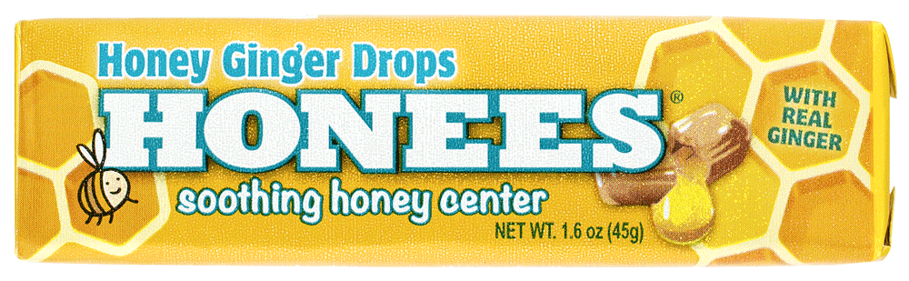 A 9-count bar of Honees™ natural cough drops with ginger
