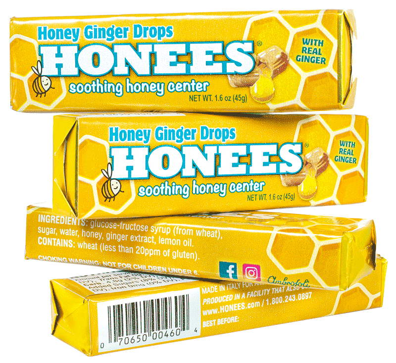 Honey Filled Natural Throat Drops with Ginger Bar