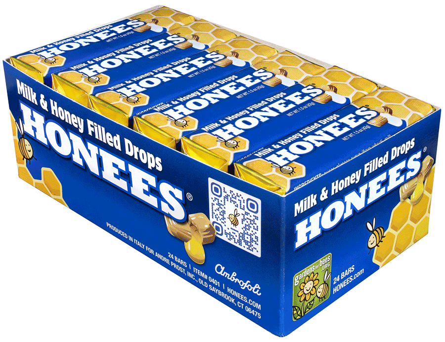 Box of 24 Honees® natural milk and honey cough drops bars