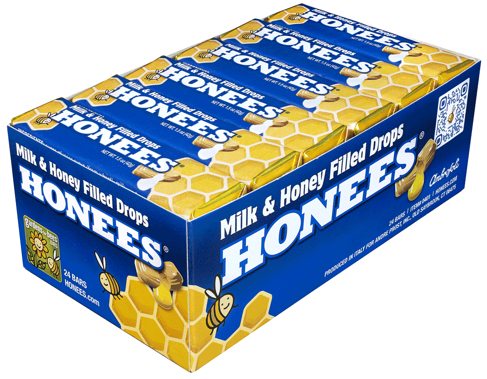 Box of 24 Honees® natural milk and honey cough drops bars