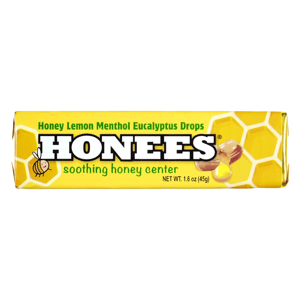 A 9-count bar of Honees™ natural cough drops with menthol, lemon and eucalyptus