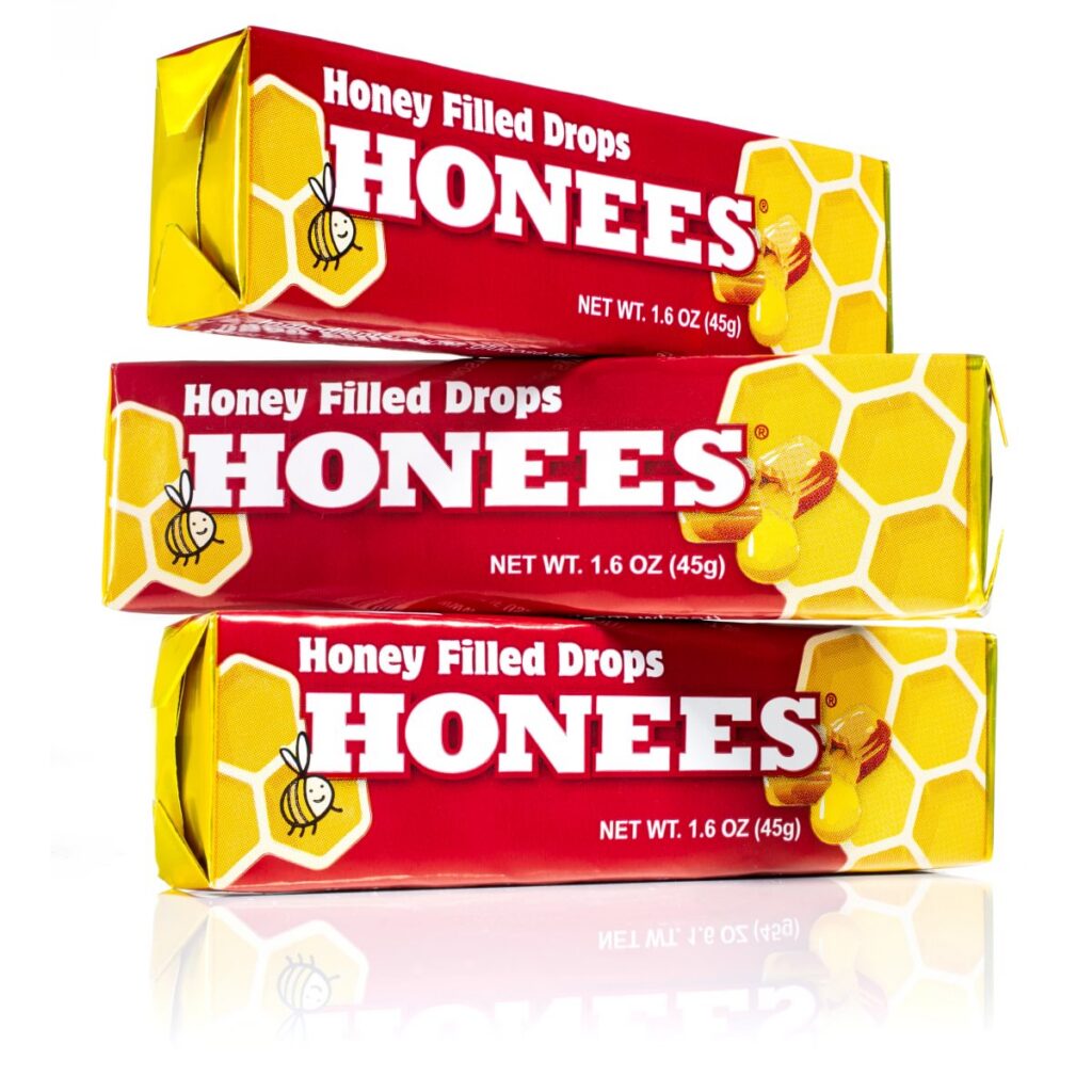 Stacked bars of Honees™ natural honey cough drops